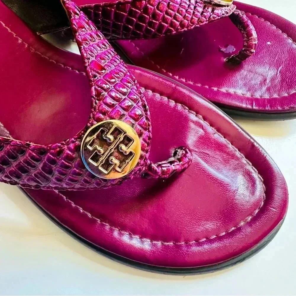 Tory Burch Embossed Leather Sandals
